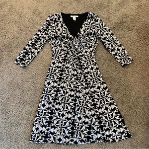 White House Black Market Black and White Patterned Dress